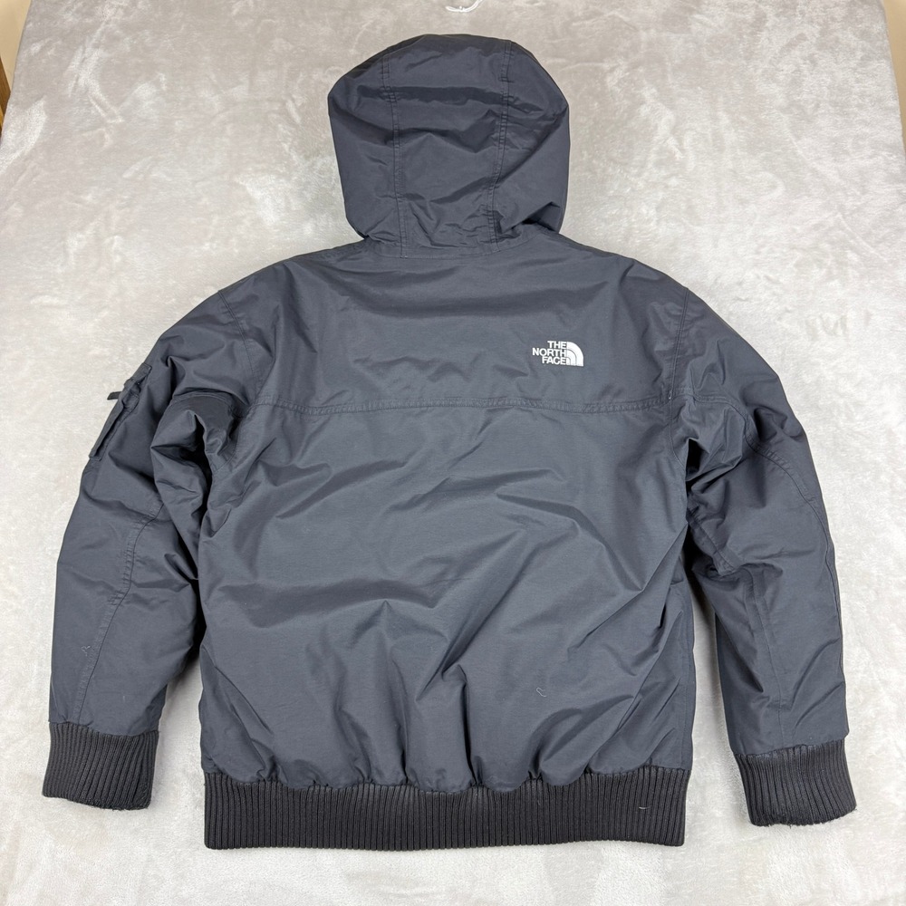 The North Face HyVent Bomber Jacket Mens Medium Black Goose Down Hooded Puffer - Picture 5 of 15
